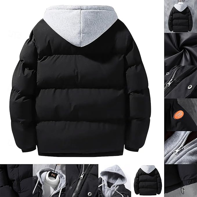 Manteau d'hiver pour homme avec poches design coupe-vent épais manteau de transition homme